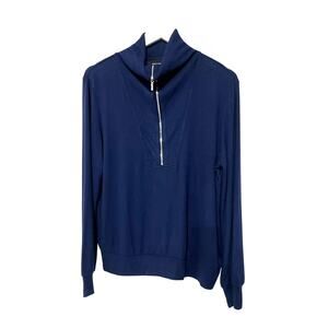 FORTUNE + IVY Sweater Pullover Zip Mock Neck Navy Women's Size XLarge New